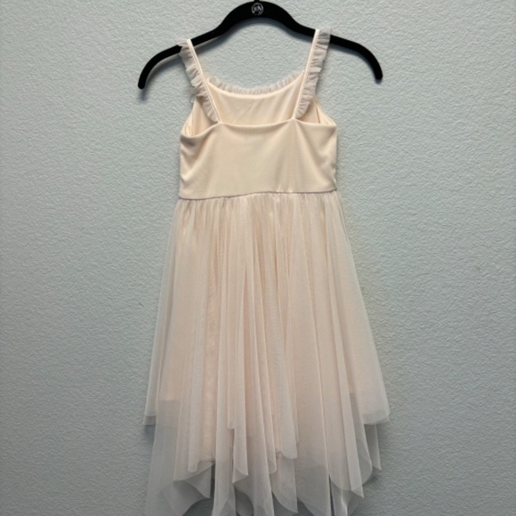 Zenzi Girls' Sleeveless 3D Floral Mesh Hanky Hem Dress In Blush Pink - Picture 4 of 8